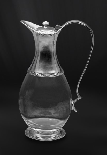 Brocca in peltro e vetro con coperchio (Art.596)