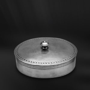 Scatola scatolina ovale bomboniera regalo aziendale portagioie in peltro (Art.615)