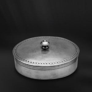 Scatola scatolina ovale bomboniera regalo aziendale portagioie in peltro (Art.616)
