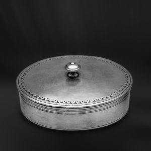 Scatola scatolina ovale bomboniera regalo aziendale portagioie in peltro (Art.617)