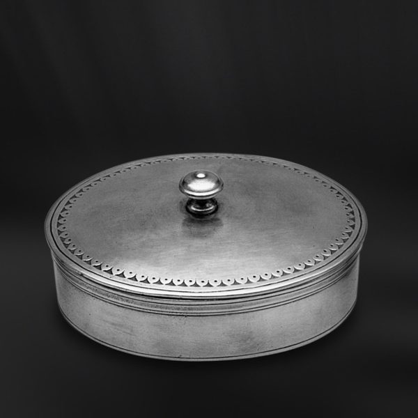 Scatola scatolina ovale bomboniera regalo aziendale portagioie in peltro (Art.617)