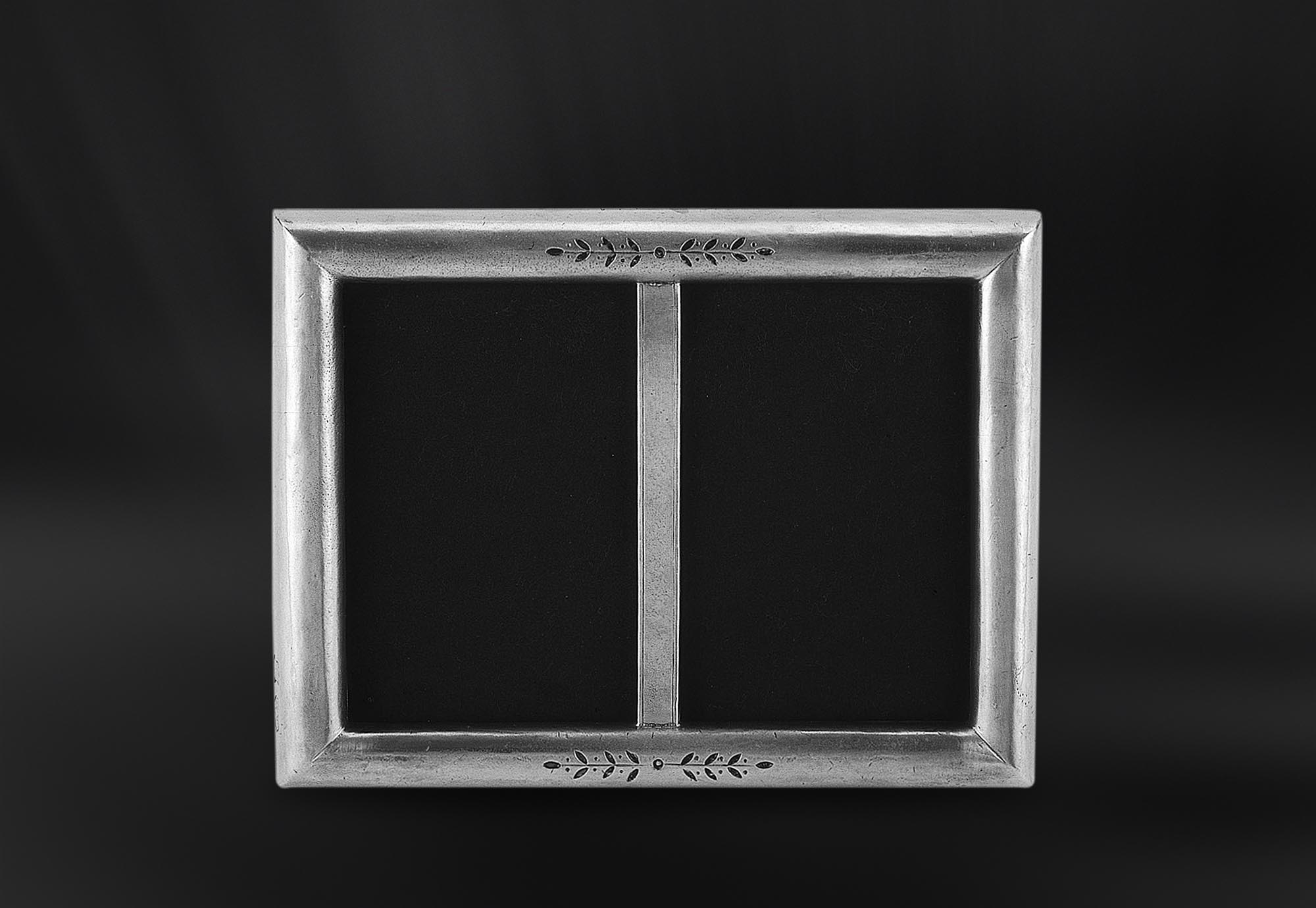 Cornice portafoto doppia rettangolare in peltro - Made in Italy