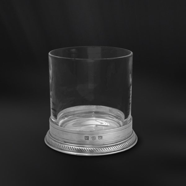 Bicchiere da whisky double old-fashioned in peltro e cristallo (Art.855)