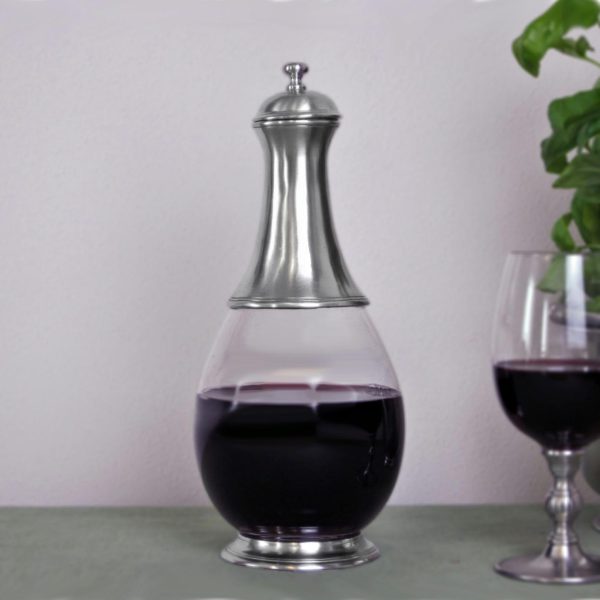 Bottiglia in peltro e vetro con tappo (624)