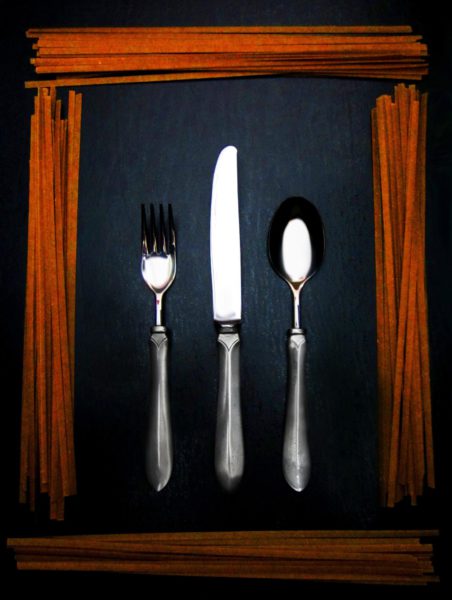 Forchetta coltello e cucchiaio da dessert in peltro e acciaio (704-705-706)
